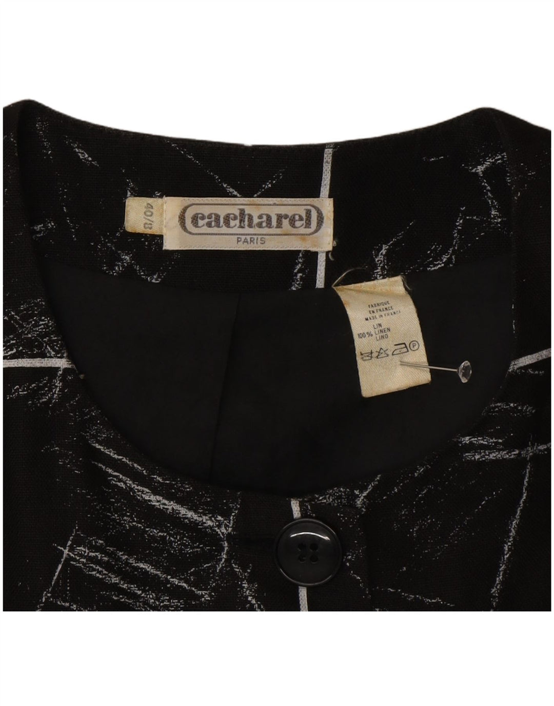 Giacca blazer da donna con motivo astratto Cacharel UK 8 piccoli quadri neri