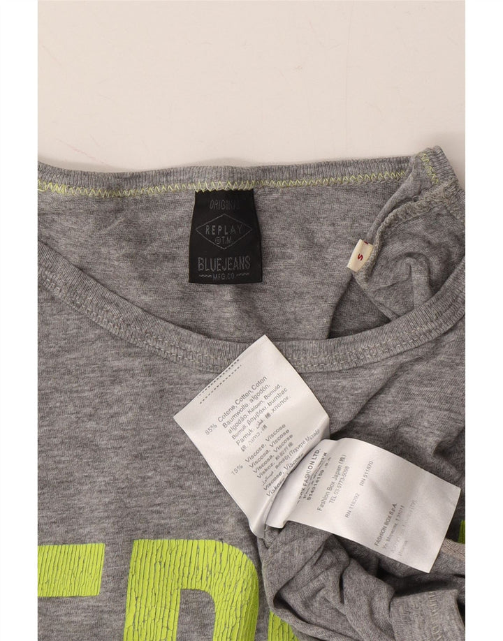 REPLAY Mens Graphic T-Shirt Top Small Grey Cotton Vintage Replay and Second-Hand Replay from Messina Hembry 