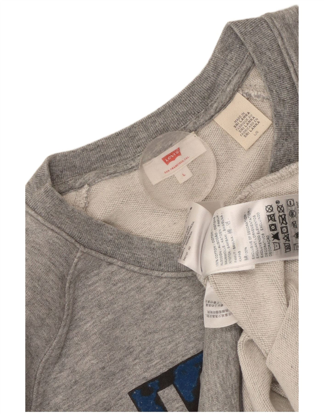 Felpa grafica corta da donna LEVI'S UK 16 grande grigio screziato