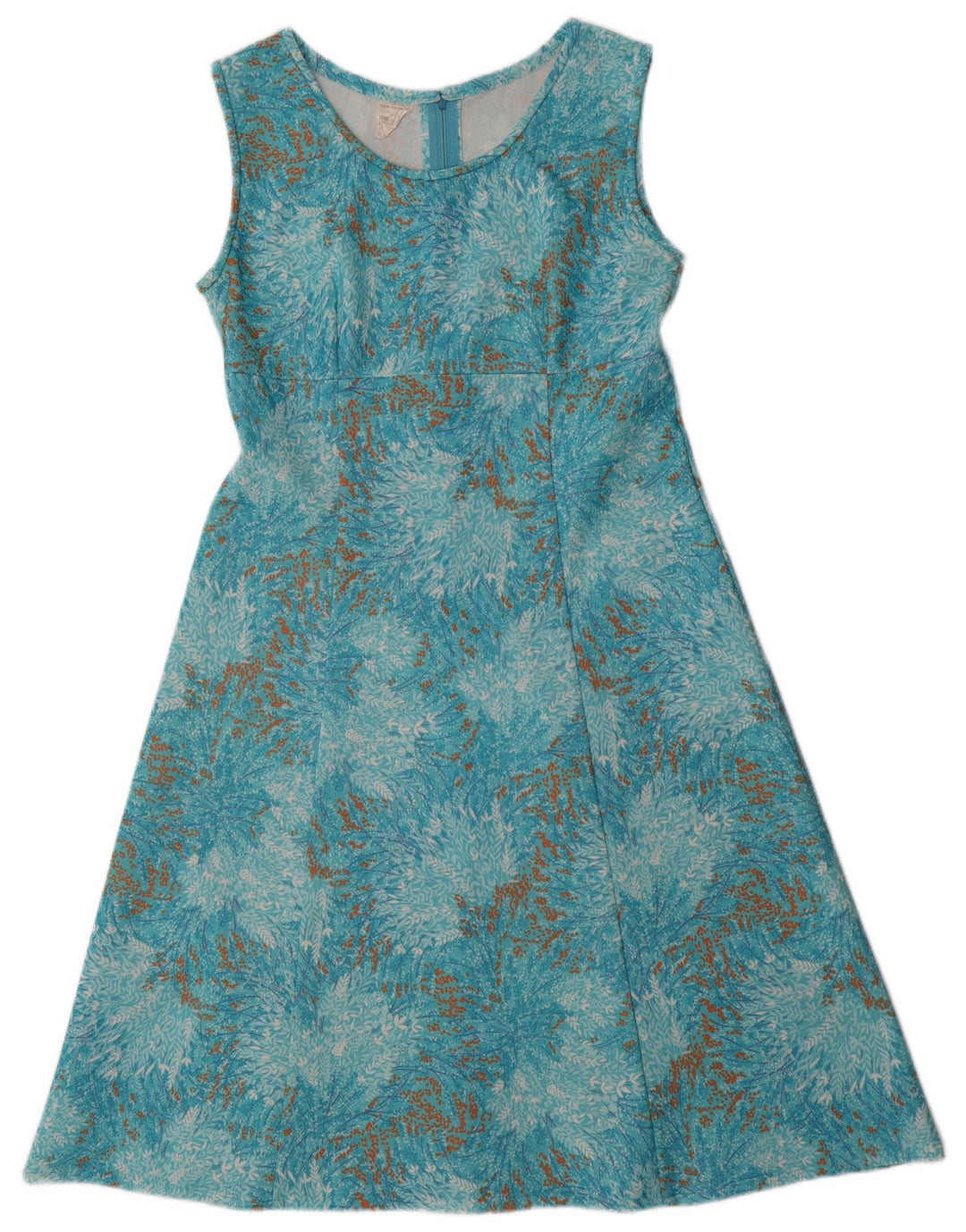 VINTAGE Womens Abstract Pattern Sleeveless A-Line Dress UK 14 Medium  Blue