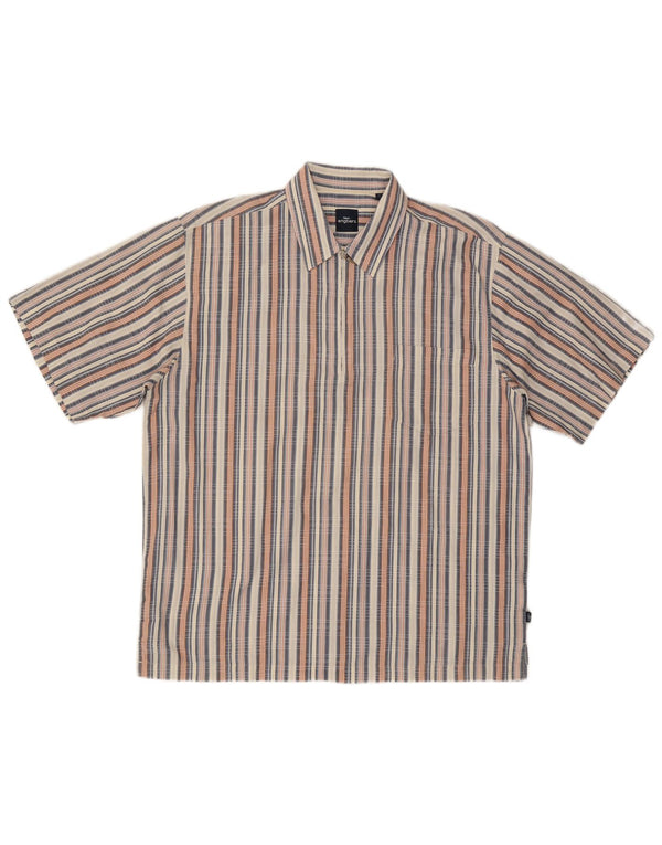 Camicia a maniche corte da uomo Engbers di grandi dimensioni in cotone a righe multicolori