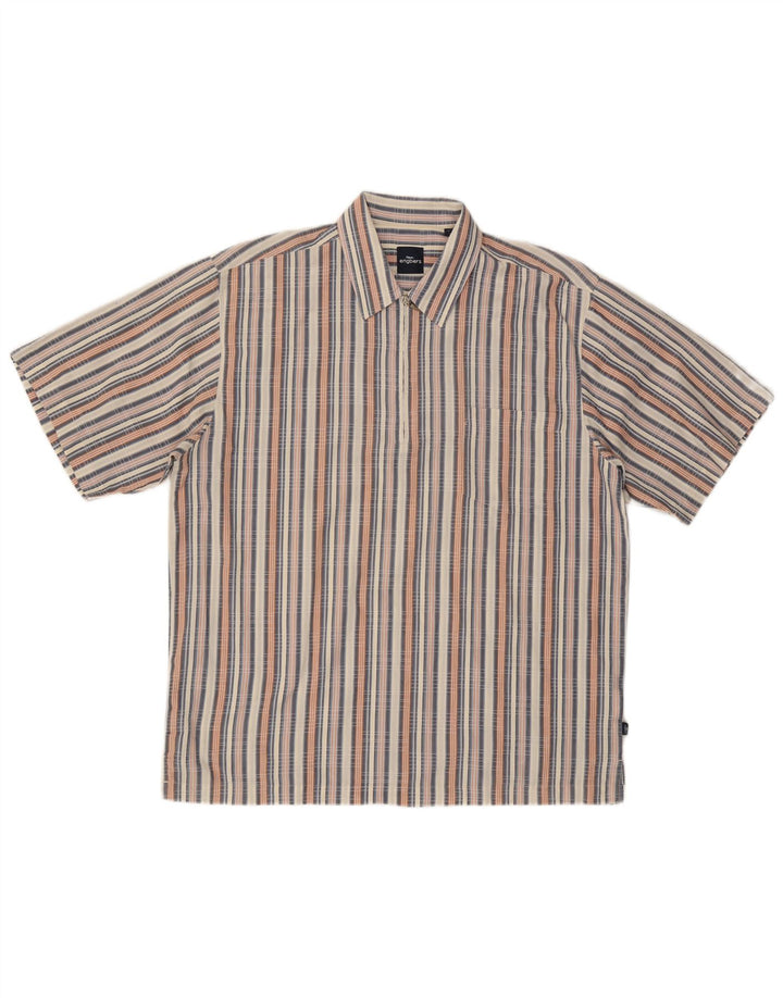 Camicia a maniche corte da uomo Engbers di grandi dimensioni in cotone a righe multicolori