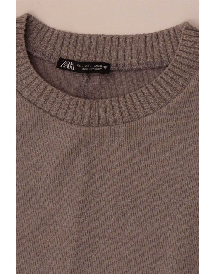 Maglione girocollo oversize da donna Zara UK 14 grande grigio