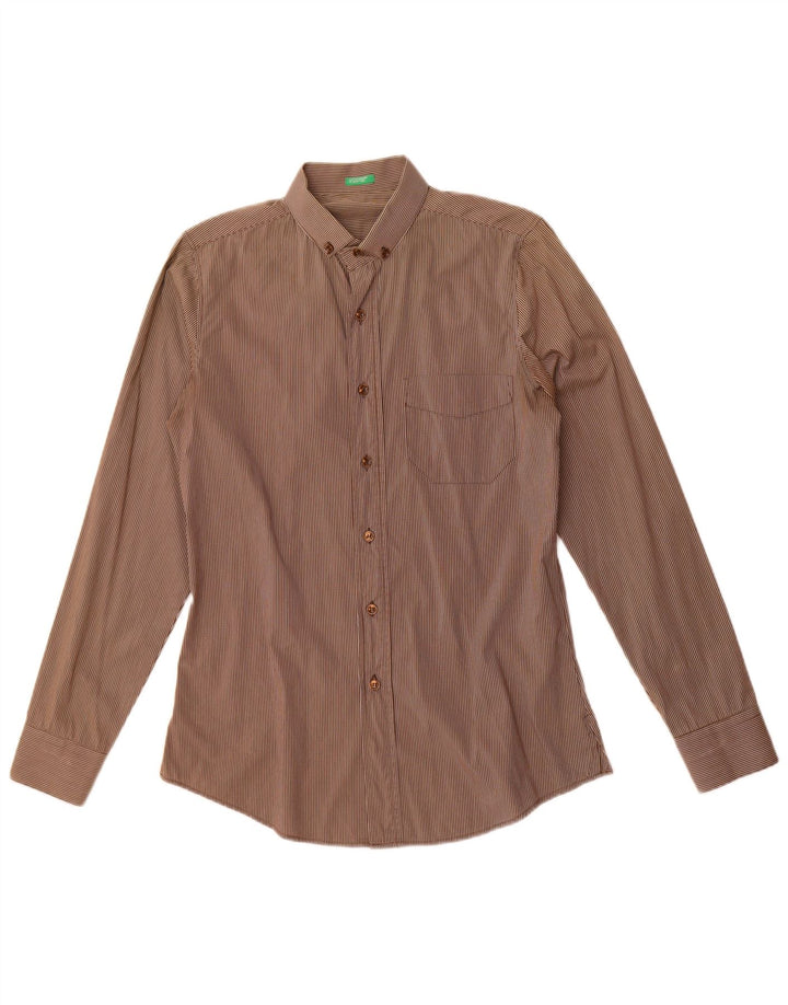 Camicia Benetton Uomo Small Marrone Check Cotone