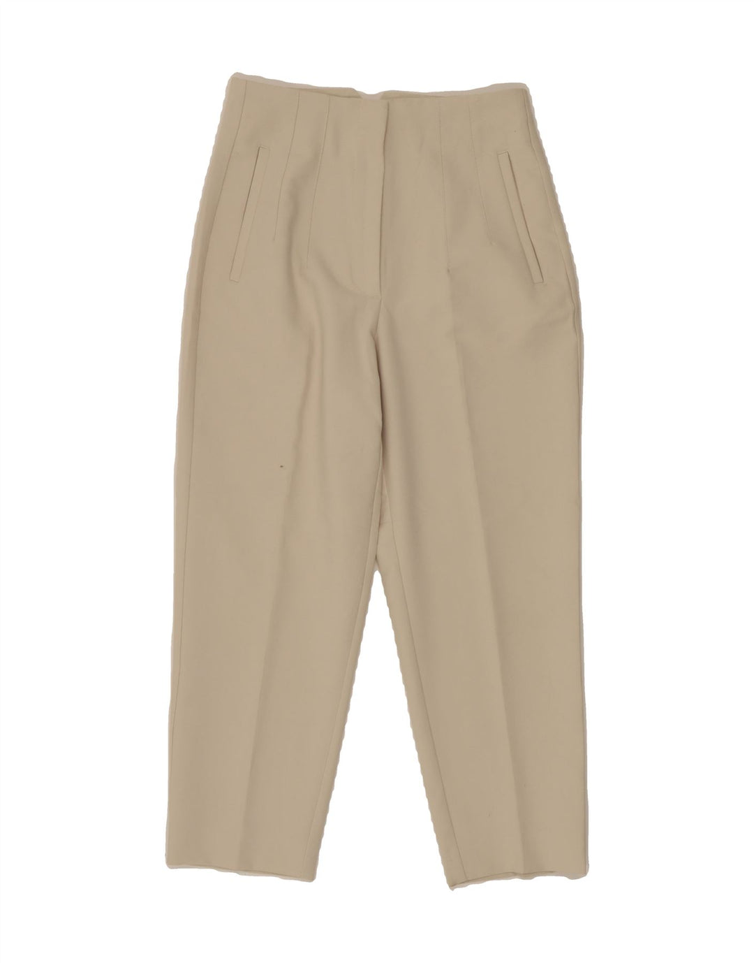 ZARA Womens Tapered Capri Trousers Small W26 L23 Beige Polyester Vintage Zara and Second-Hand Zara from Messina Hembry 