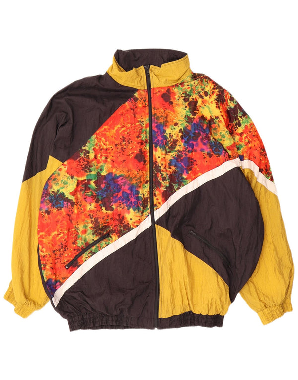 Giacca da ginnastica vintage da uomo 2XL in nylon color block nero