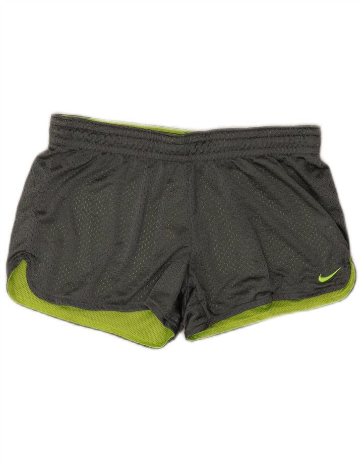 Pantaloncini sportivi Nike Dri Fit da donna UK 10 piccoli poliestere grigio