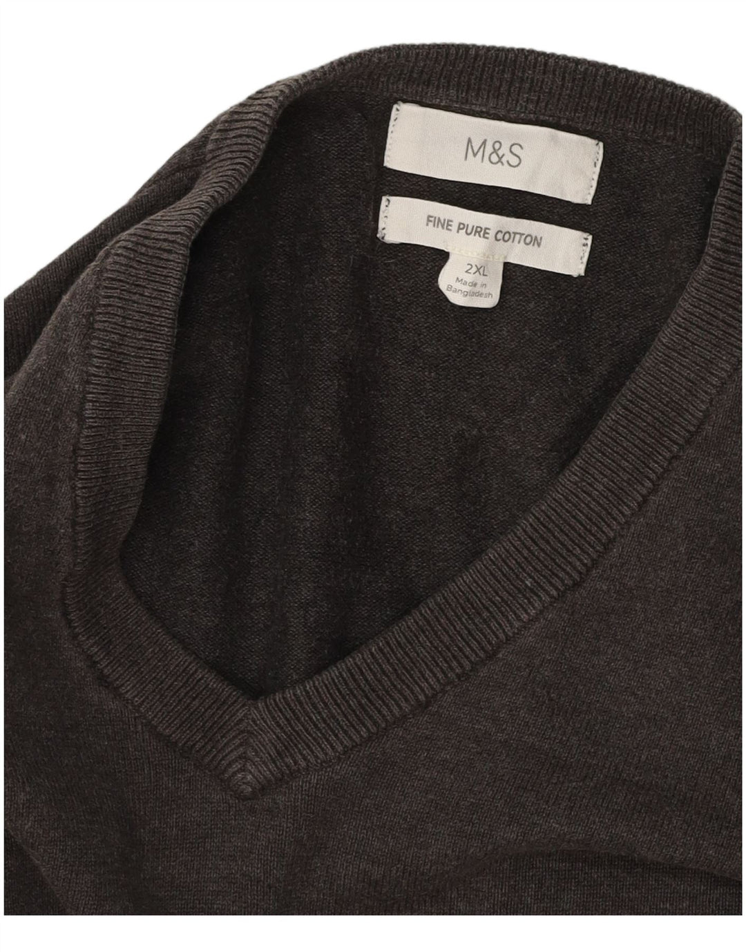 MARKS & SPENCER Maglione da uomo con scollo a V 2XL Cotone grigio