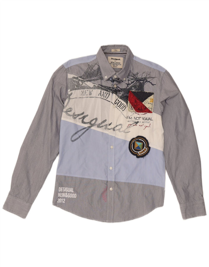 Camicia Desigual da uomo grafica slim fit color block medio multicolore