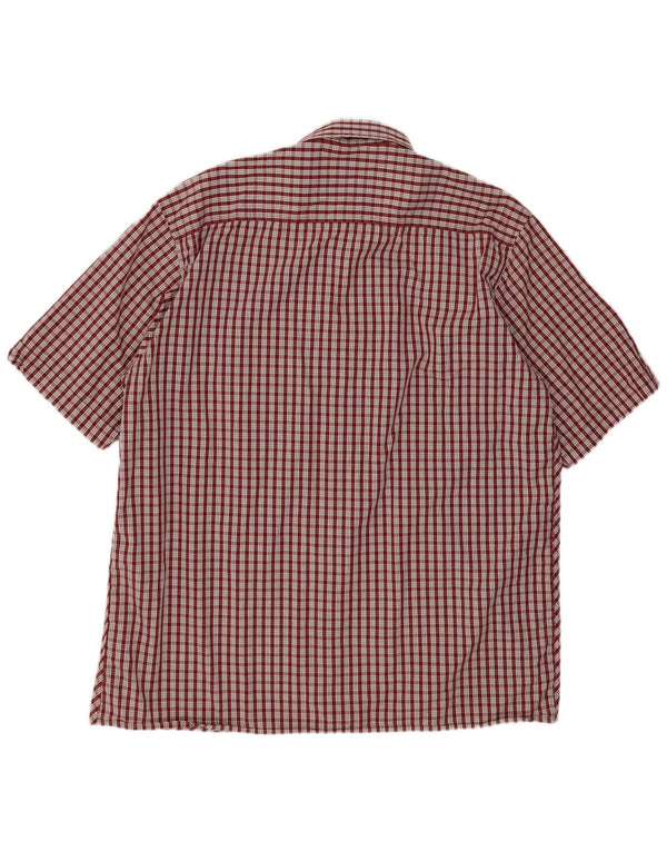 Camicia a maniche corte da uomo Kickers XL in cotone a quadri bordeaux