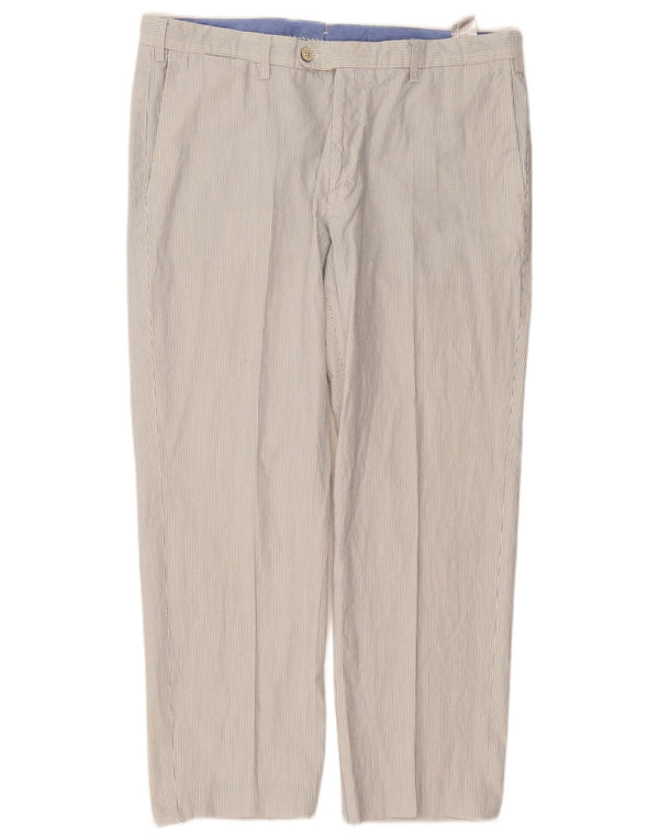 MASSIMO DUTTI Pantaloni da abito dritti da uomo EU 46 XL W36 L27 a righe bianche