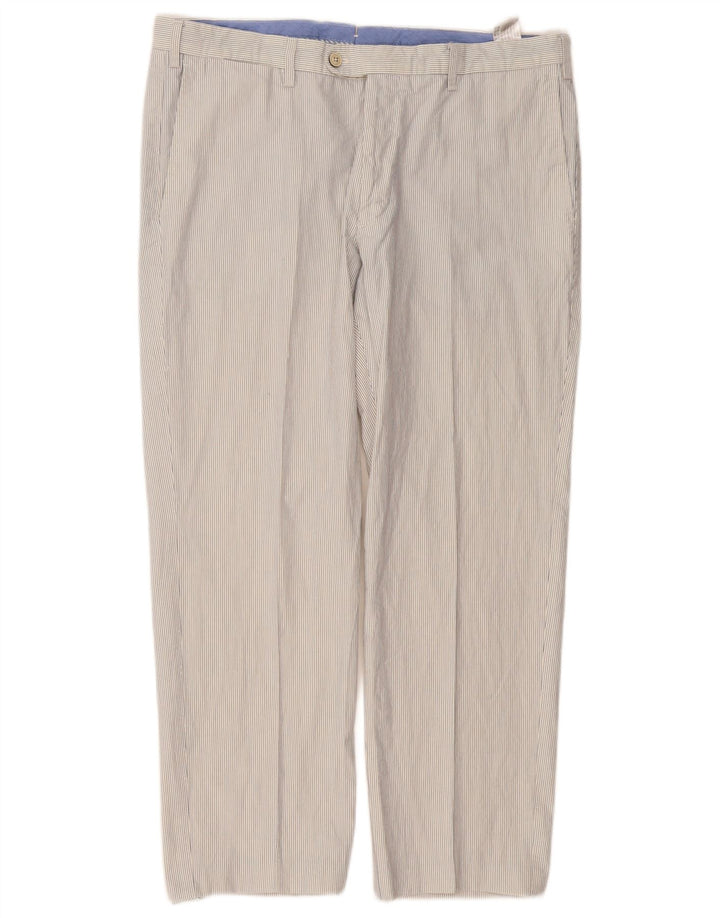 MASSIMO DUTTI Pantaloni da abito dritti da uomo EU 46 XL W36 L27 a righe bianche