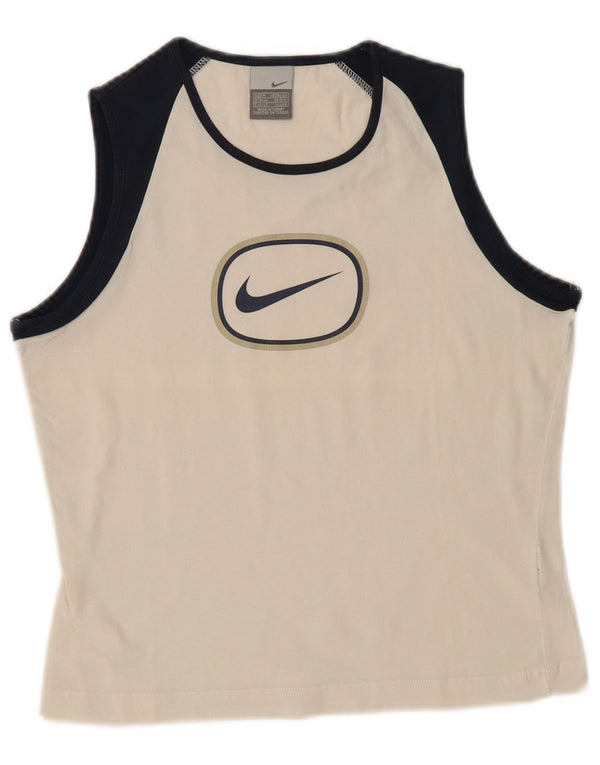 Canotta grafica corta Nike da donna UK 10/12 Medium White Colourblock