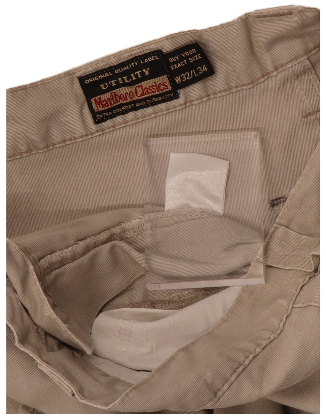 MARLBORO CLASSICS Pantaloni casual dritti da uomo W32 L34 Cotone beige