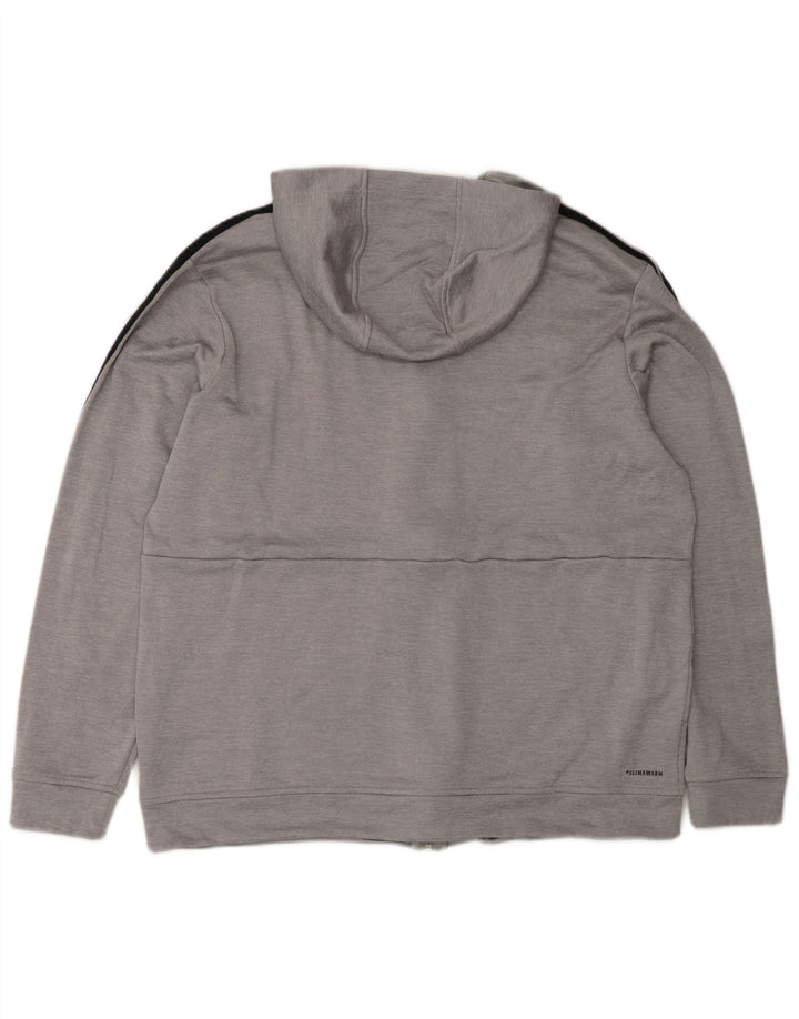 ADIDAS Mens Zip Hoodie Sweater Large Grey Polyester