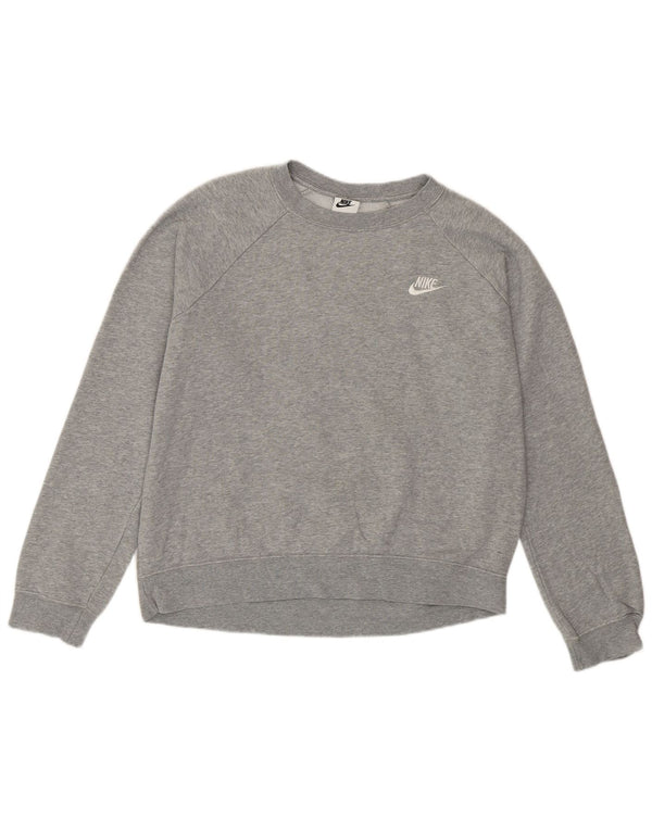 Felpa Nike da donna vestibilità ampia maglione UK 12 cotone grigio medio