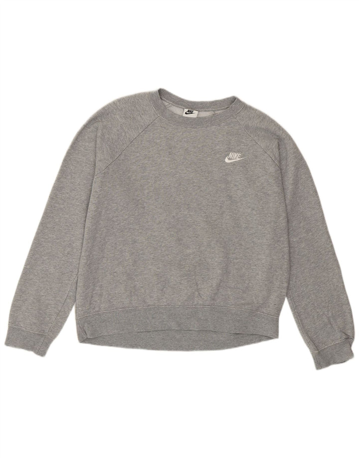 Felpa Nike da donna vestibilità ampia maglione UK 12 cotone grigio medio