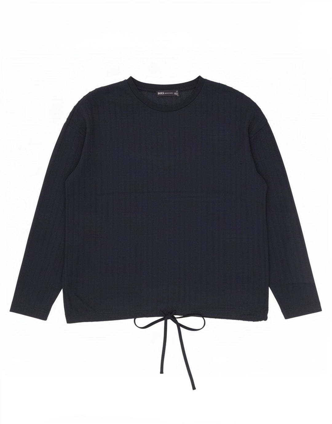 Marks & Spencer Top da donna a maniche lunghe UK 12 Medio Blu Navy Poliestere