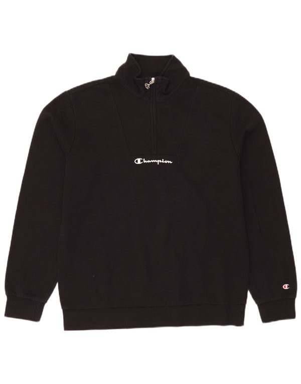 Felpa Champion da ragazzo con zip e collo, 15-16 anni, 2XL, cotone nero