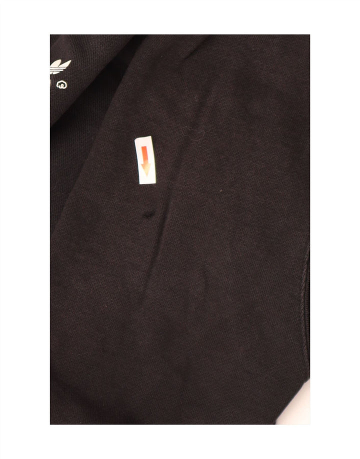 Maglione con cappuccio e zip grafica da uomo Adidas in cotone nero medio