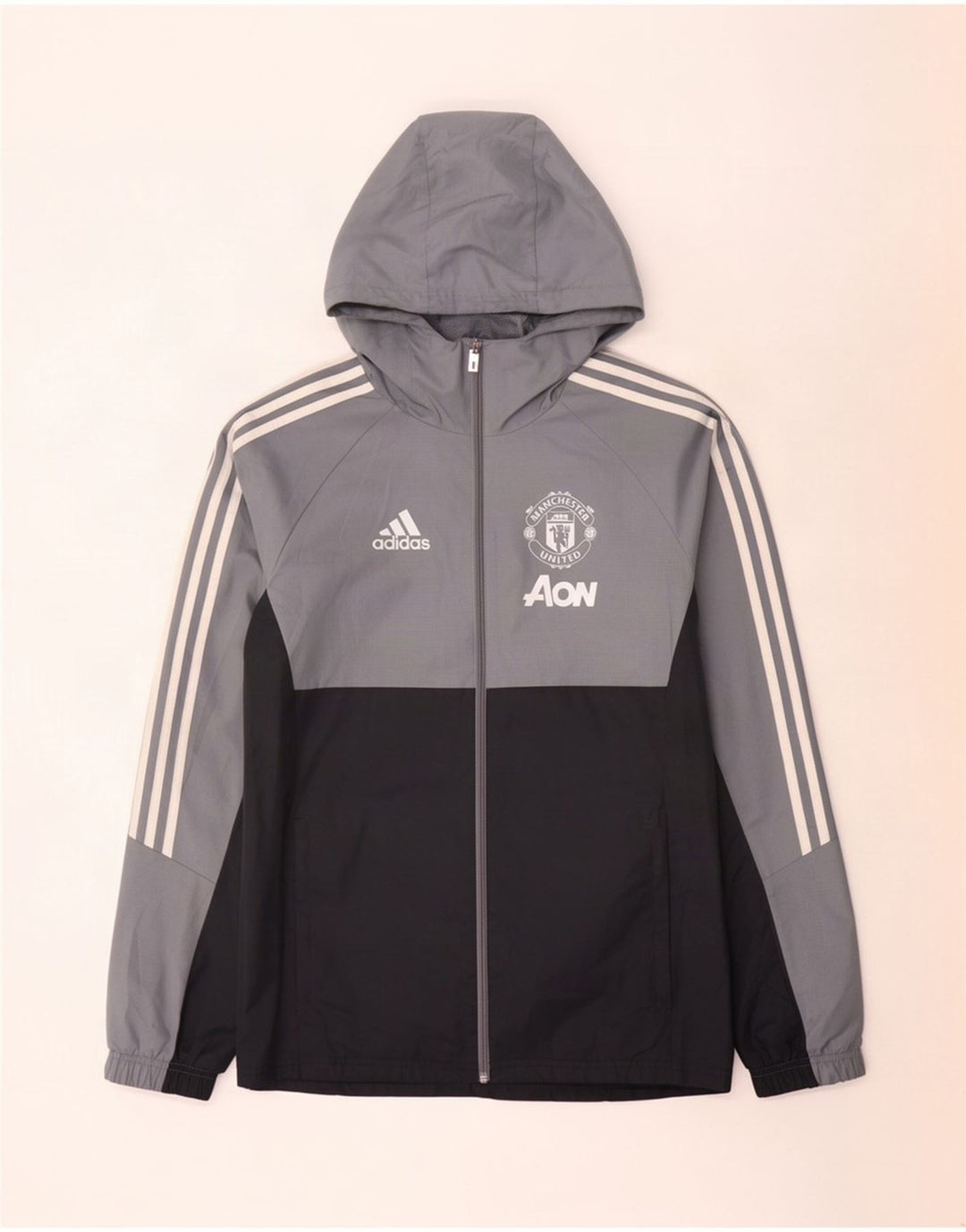 Giacca da ginnastica grafica da uomo Adidas Manchester United, piccola, grigia