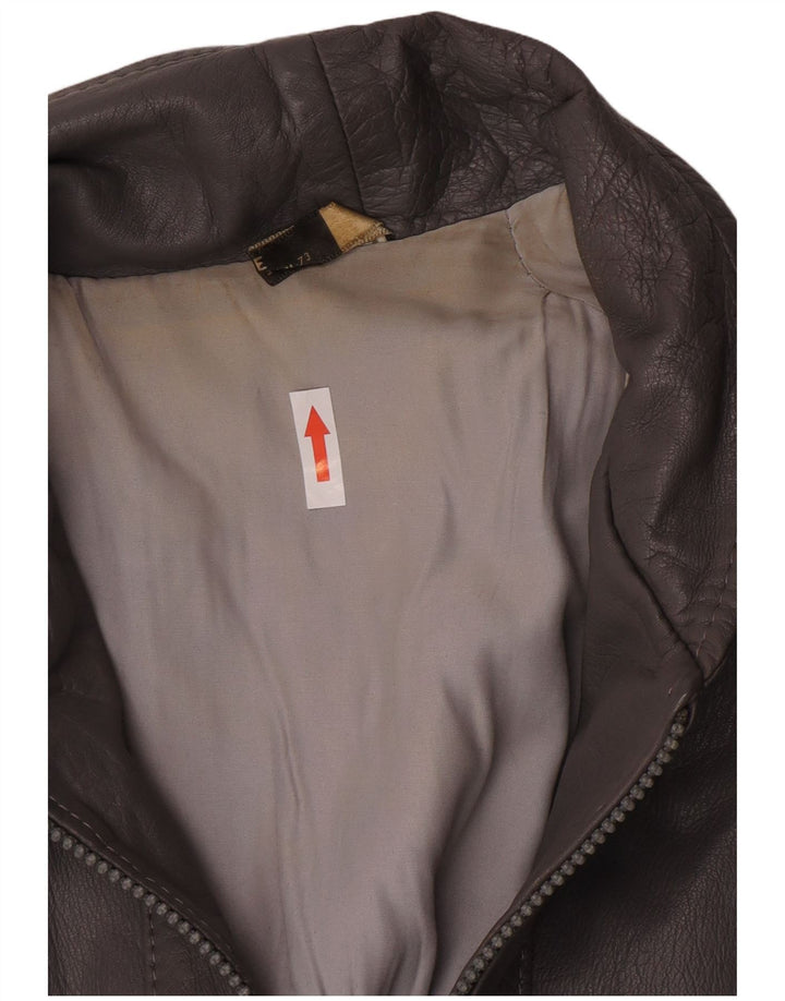 Giacca in pelle vintage da uomo IT 48 in pelle grigio medio