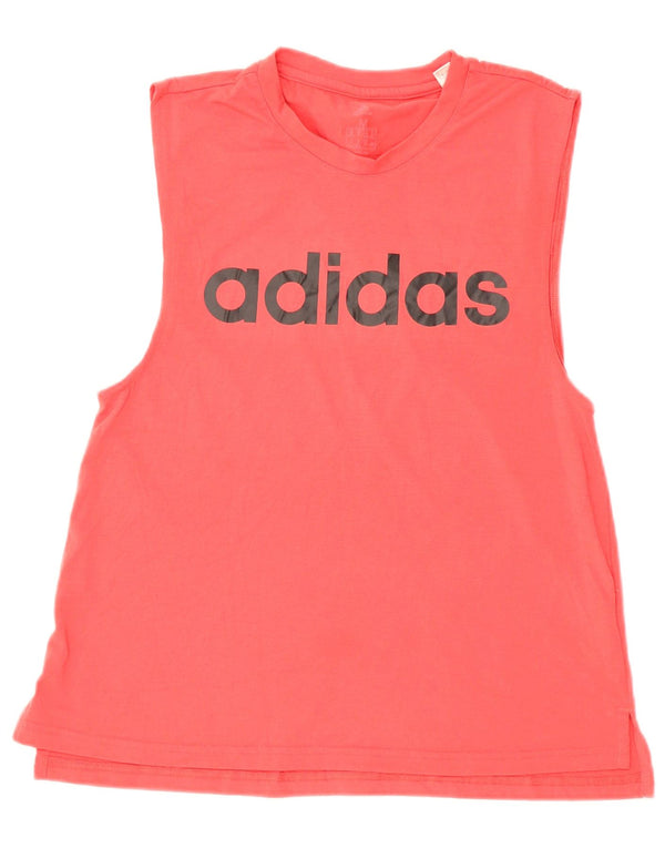 Canottiera grafica da donna Adidas UK 12 poliestere rosa medio