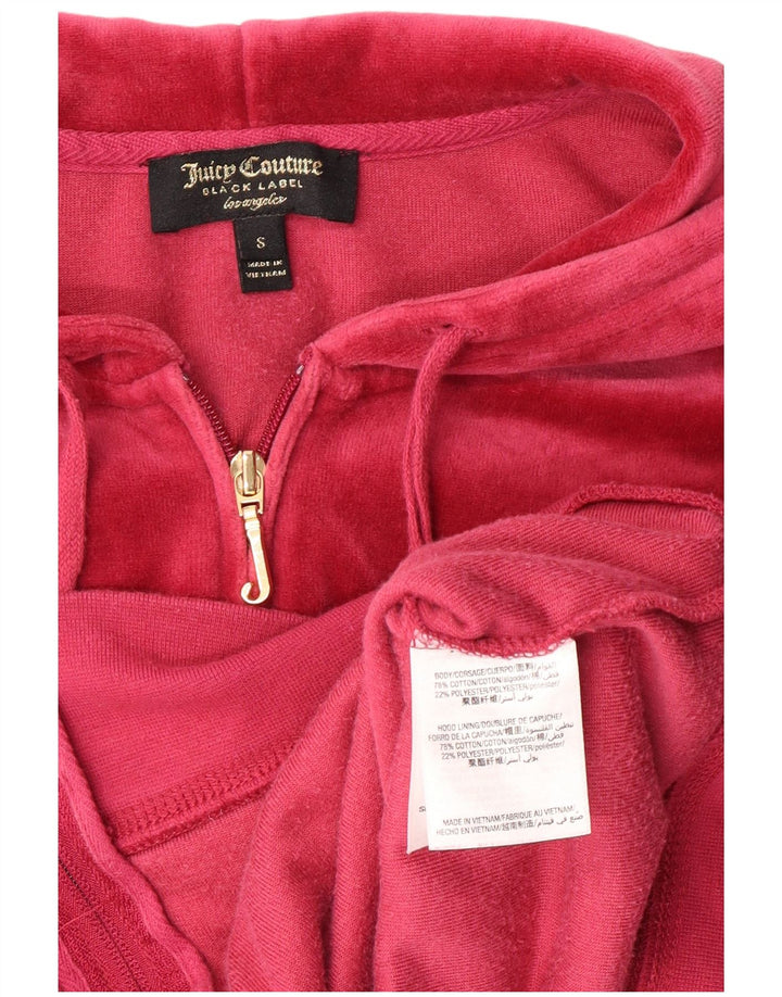 JUICY COUTURE Maglione con cappuccio e zip in velluto da donna UK 10 Piccolo cotone rosa