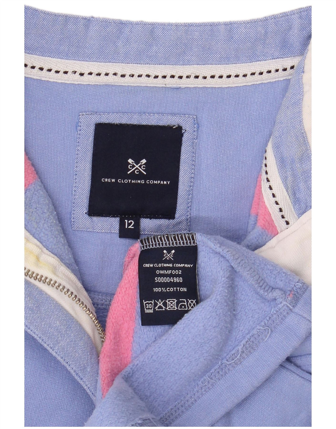 Crew Clothing Felpa da donna con collo con zip Maglione UK 12 Blu medio a righe