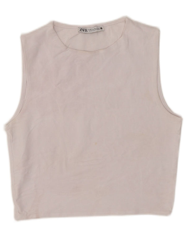 Canotta corta da donna Zara UK 4 XS cotone bianco