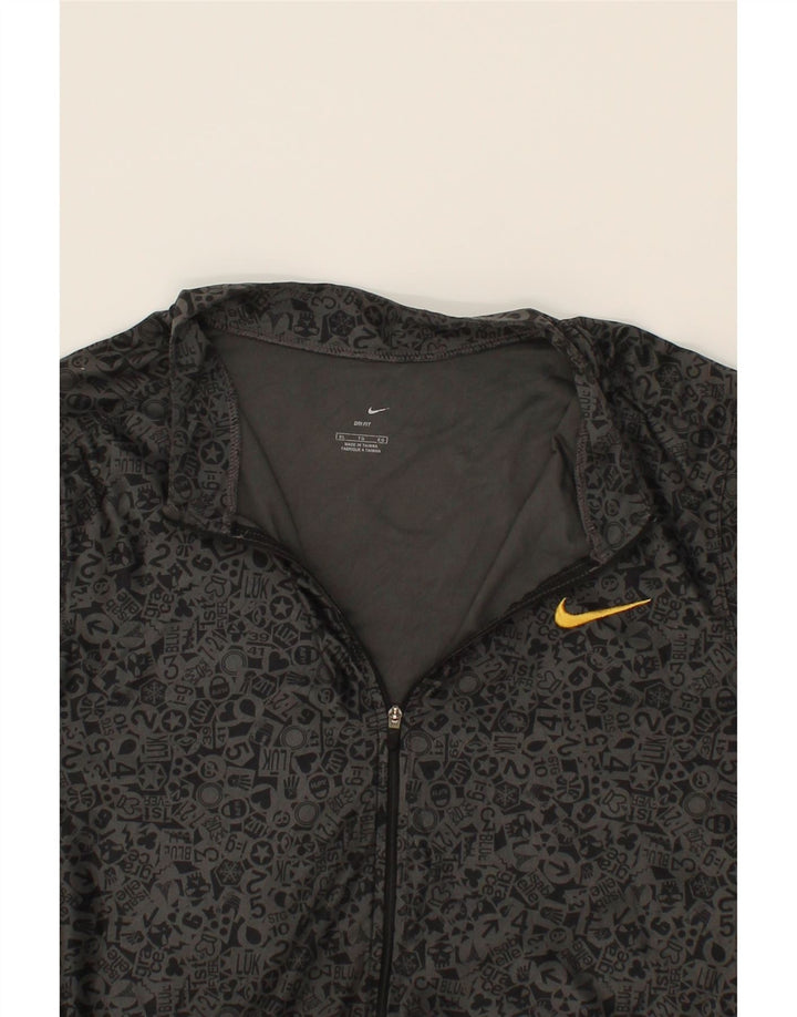 NIKE Womens Big & Tall Abstract Pattern Tracksuit Top Jacket UK 18 XL Grey Vintage Nike and Second-Hand Nike from Messina Hembry 