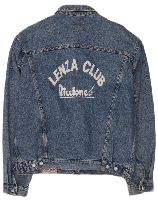 Giacca in denim grafico da uomo Rifle UK 44 2XL Blu retrò