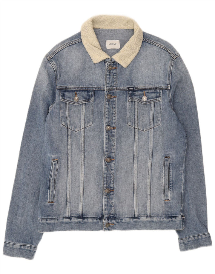 Giacca di jeans Lee Riders da uomo UK 40 Large Blu Colorblock in cotone