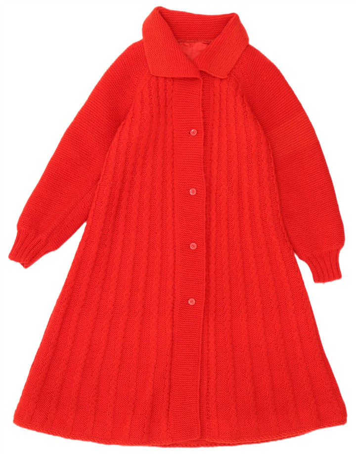 Abito maglione vintage a maniche lunghe da donna UK 14 rosso medio