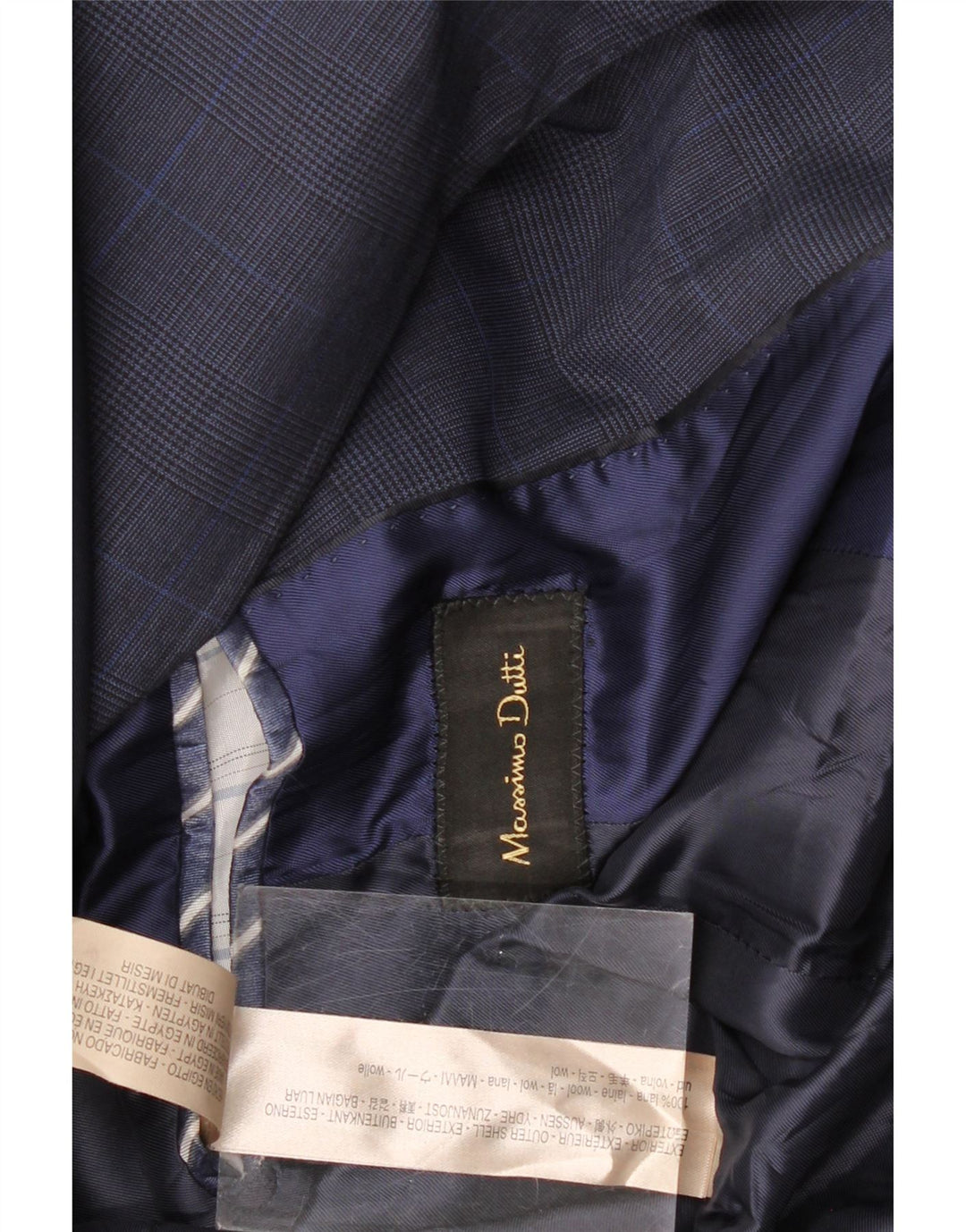 MASSIMO DUTTI Giacca blazer da uomo a 2 bottoni EU 56 XL blu navy pied de poule