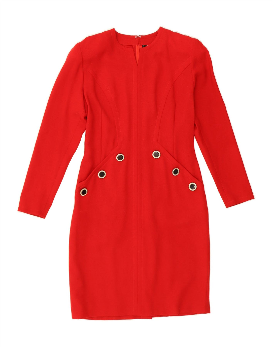 CAGLI Womens Long Sleeve Sheath Dress IT 42 Medium Red Virgin Wool Vintage Cagli and Second-Hand Cagli from Messina Hembry 