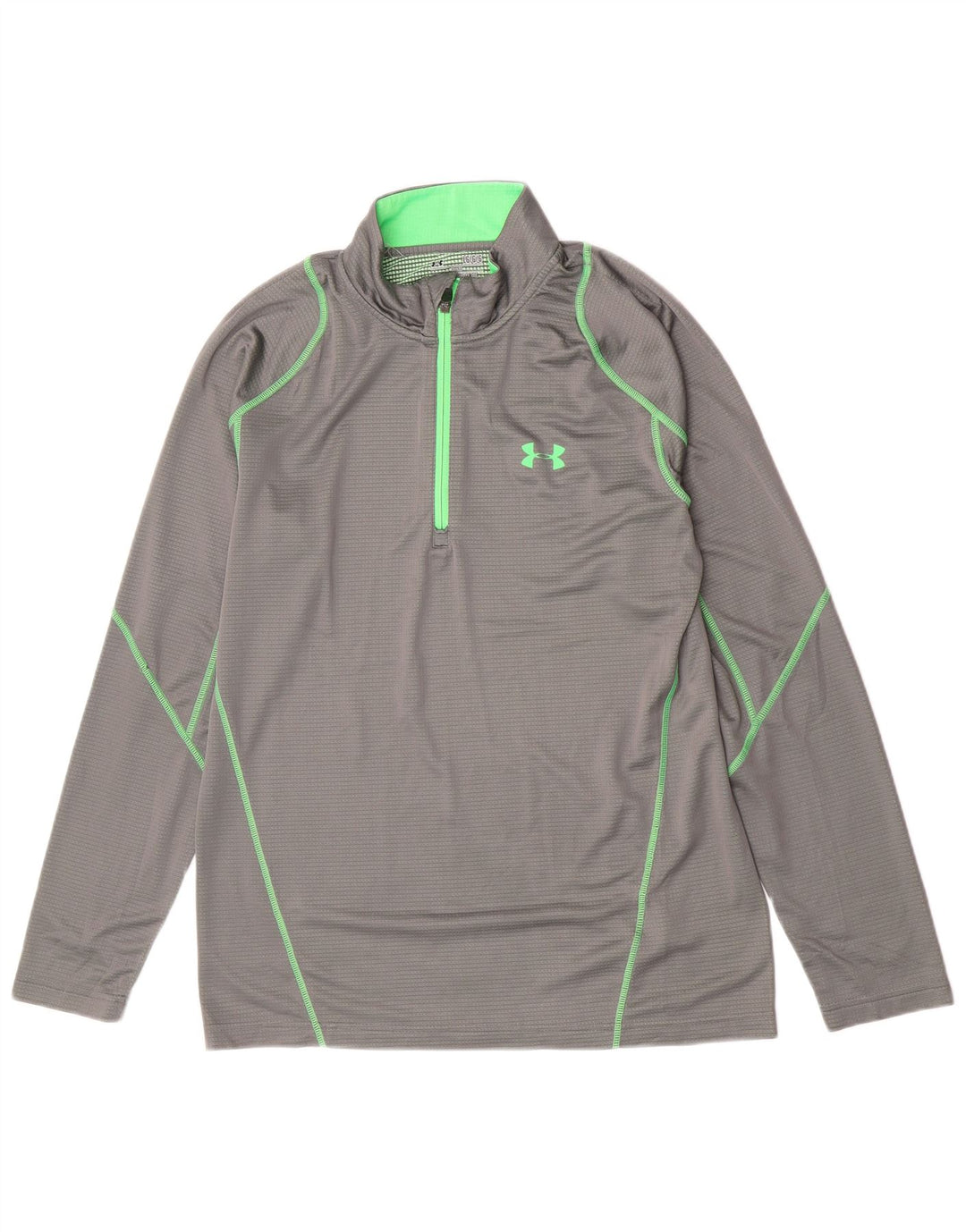 Under Armour Top da uomo con zip e collo a maniche lunghe, grande, in poliestere grigio, sportivo