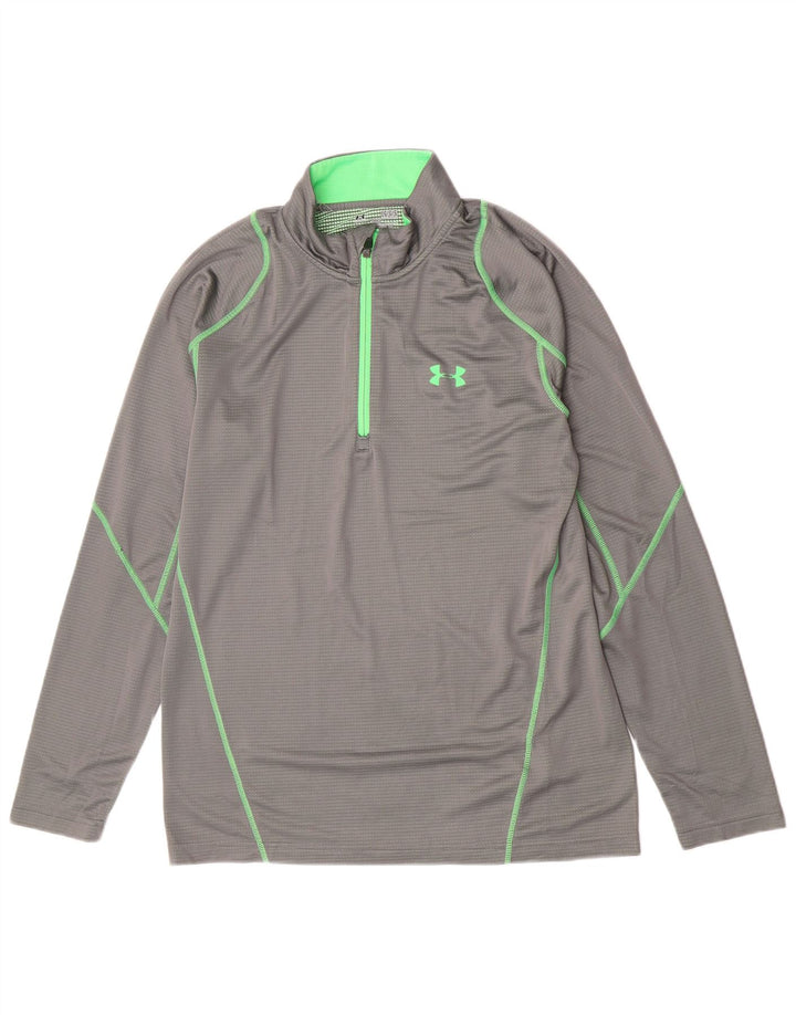 Under Armour Top da uomo con zip e collo a maniche lunghe, grande, in poliestere grigio, sportivo