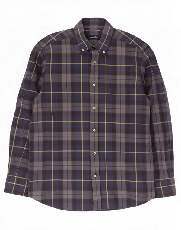 Camicia da uomo Massimo Dutti in cotone a quadri grandi blu navy