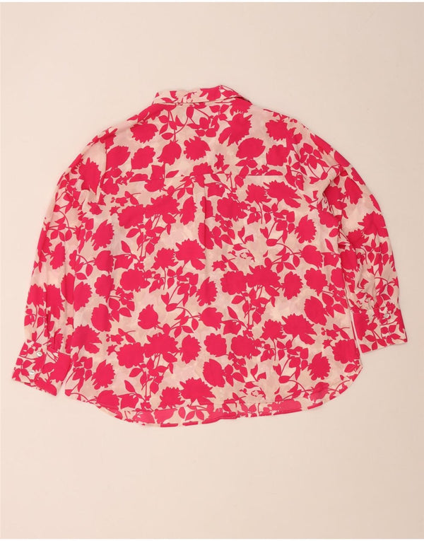 Camicetta camicia oversize da donna Marks & Spencer UK 18 XL Rosa floreale