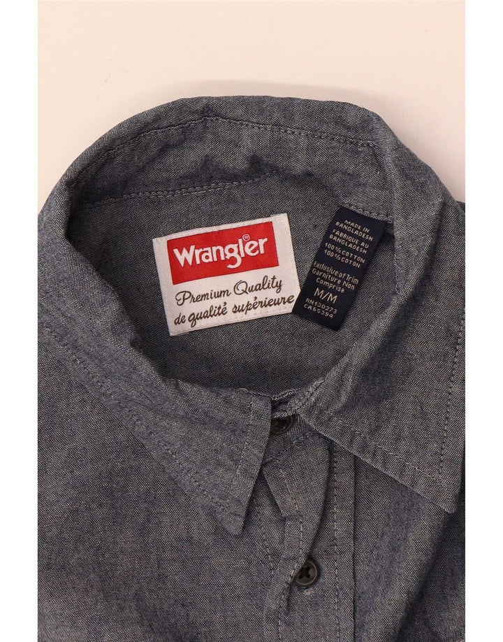 Camicia a maniche corte da uomo Wrangler in cotone blu navy medio