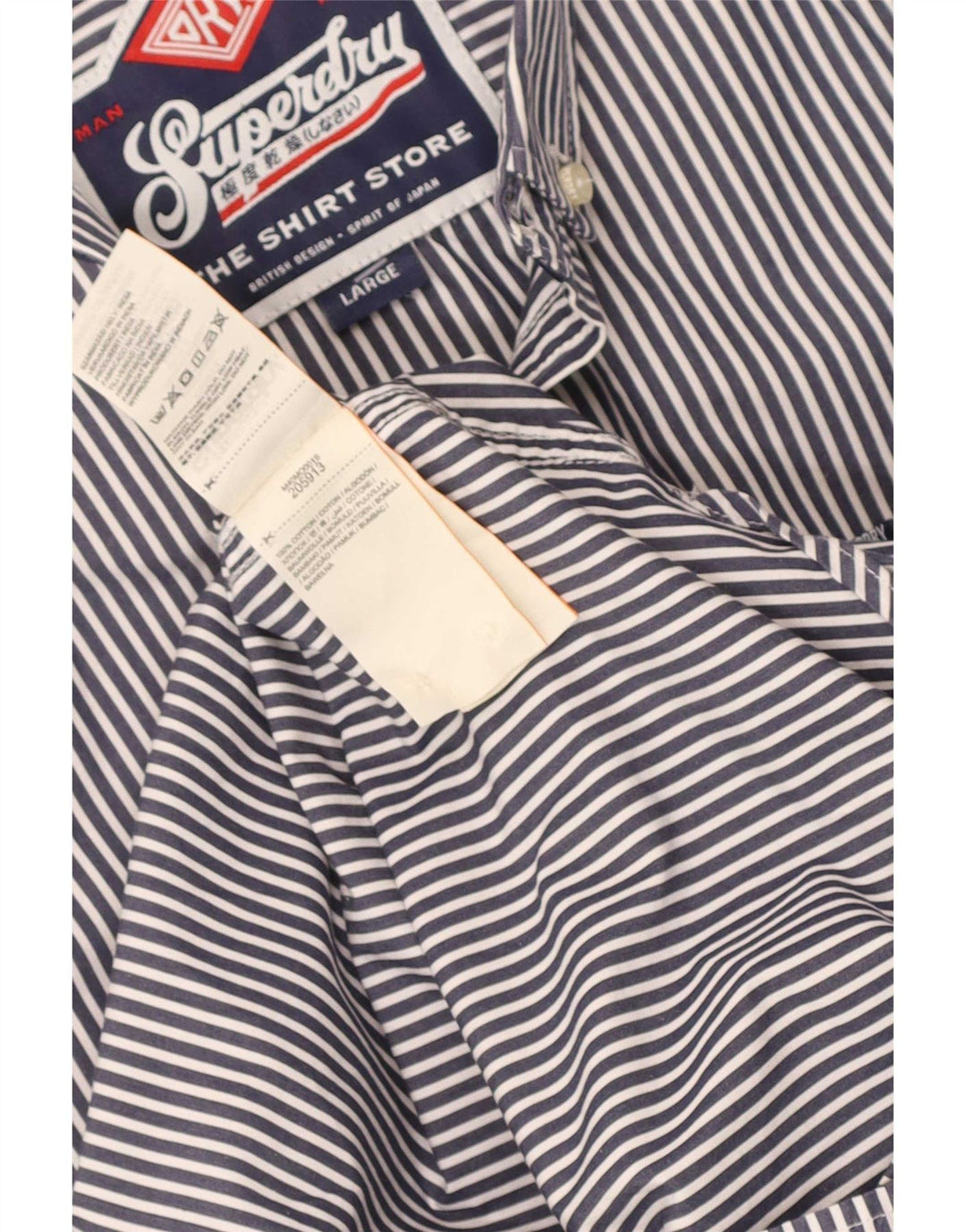 Camicia a maniche corte da uomo Superdry Large in cotone gessato blu
