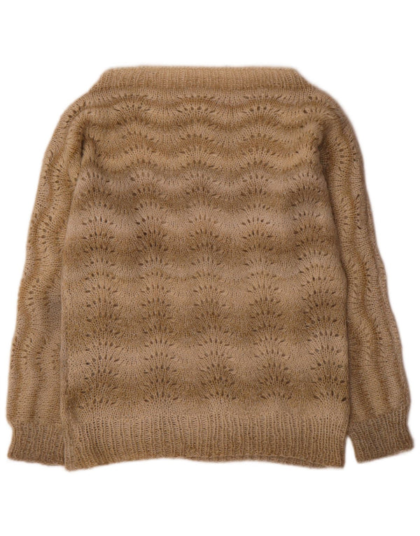 Maglione maglione vintage da donna con scollo a barca UK 16 grande beige