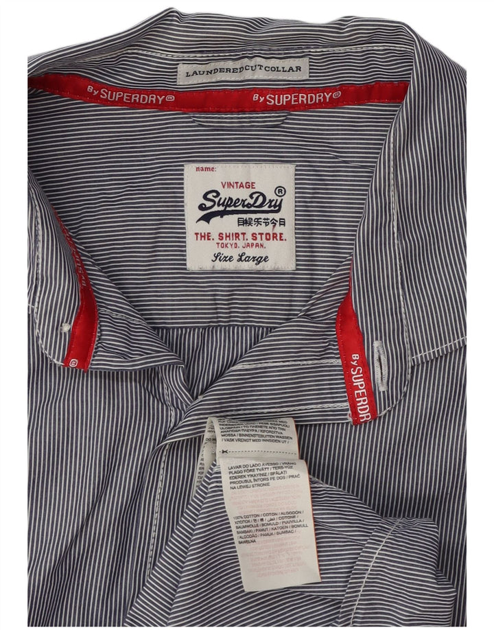 Camicia Superdry per ragazzi, colletto tagliato, lavato, 15-16 anni, grande, blu navy