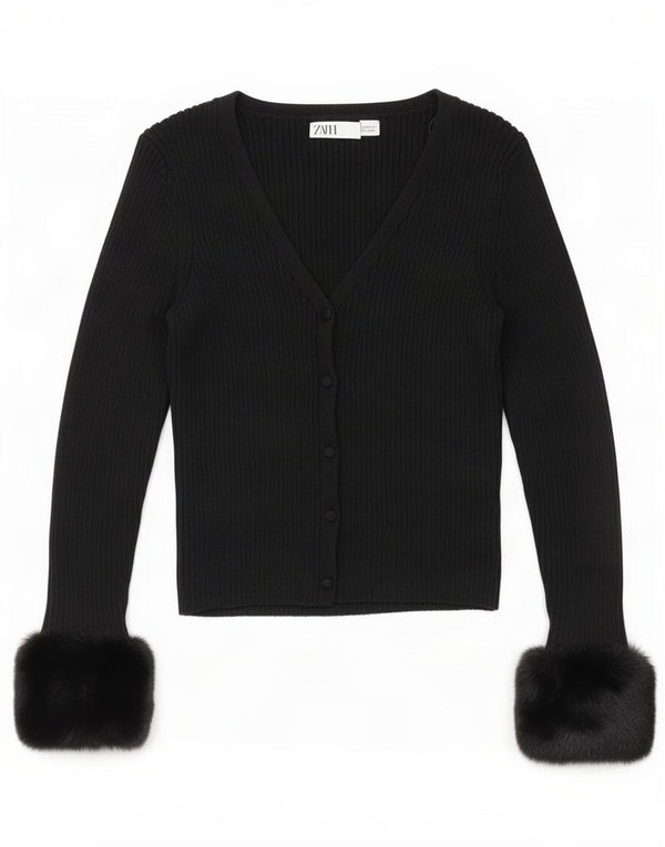 Maglione cardigan corto da donna Zara UK 12 medio nero