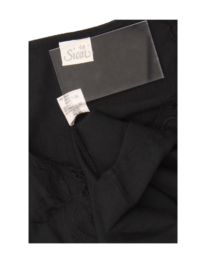 Camicetta da donna VINTAGE Top IT 44 Cotone floreale nero medio