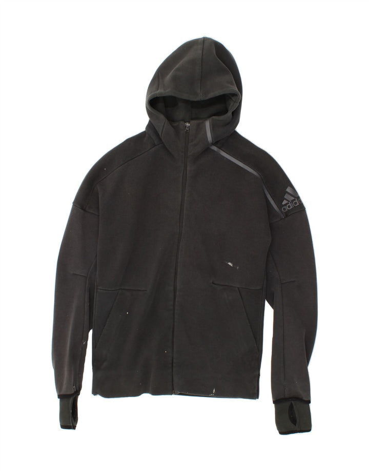 ADIDAS Mens Graphic Zip Hoodie Sweater Medium Black Vintage Adidas and Second-Hand Adidas from Messina Hembry 