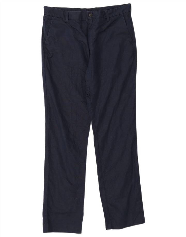 Pantaloni chino dritti da uomo John Lewis W34 L32 Lino blu navy
