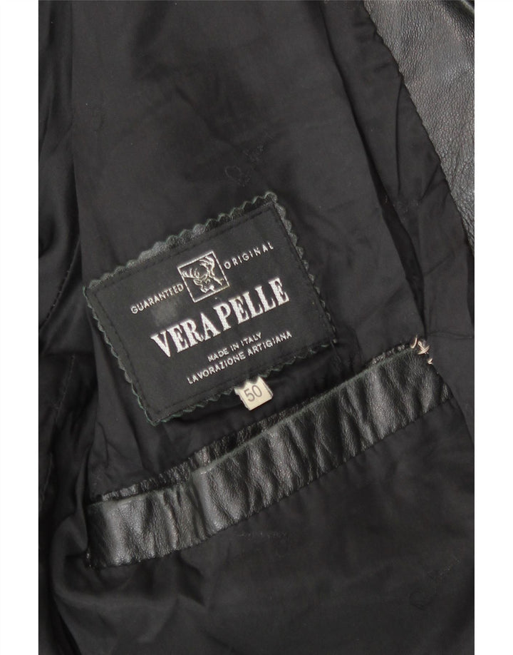 Giacca in pelle vintage da uomo IT 50 grande in pelle grigia