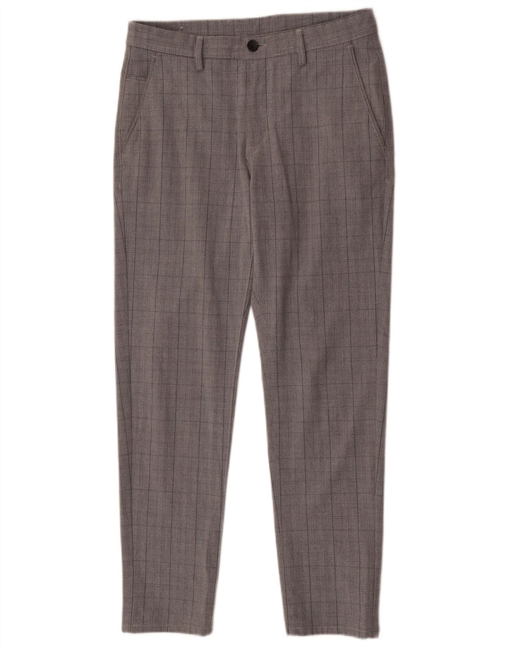 Pantaloni chino slim da uomo Zara EU 38 Small W30 L28 Poliestere a quadri grigi